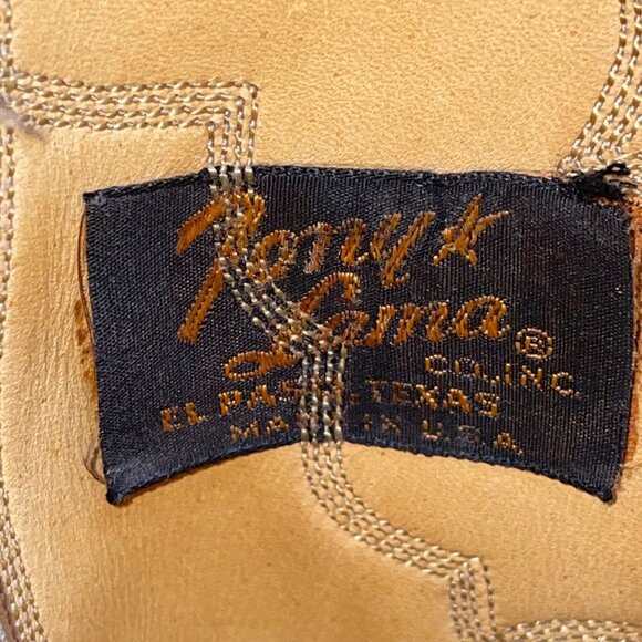 Tony Lama Men’s Tan Brown Leather Vintage Style Western Cowboy Boots Size 6.5D - Picture 5 of 11